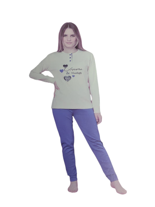 Pigiama Donna 100 Sbadigli (Amore&Sbadigli) in Caldo Cotone