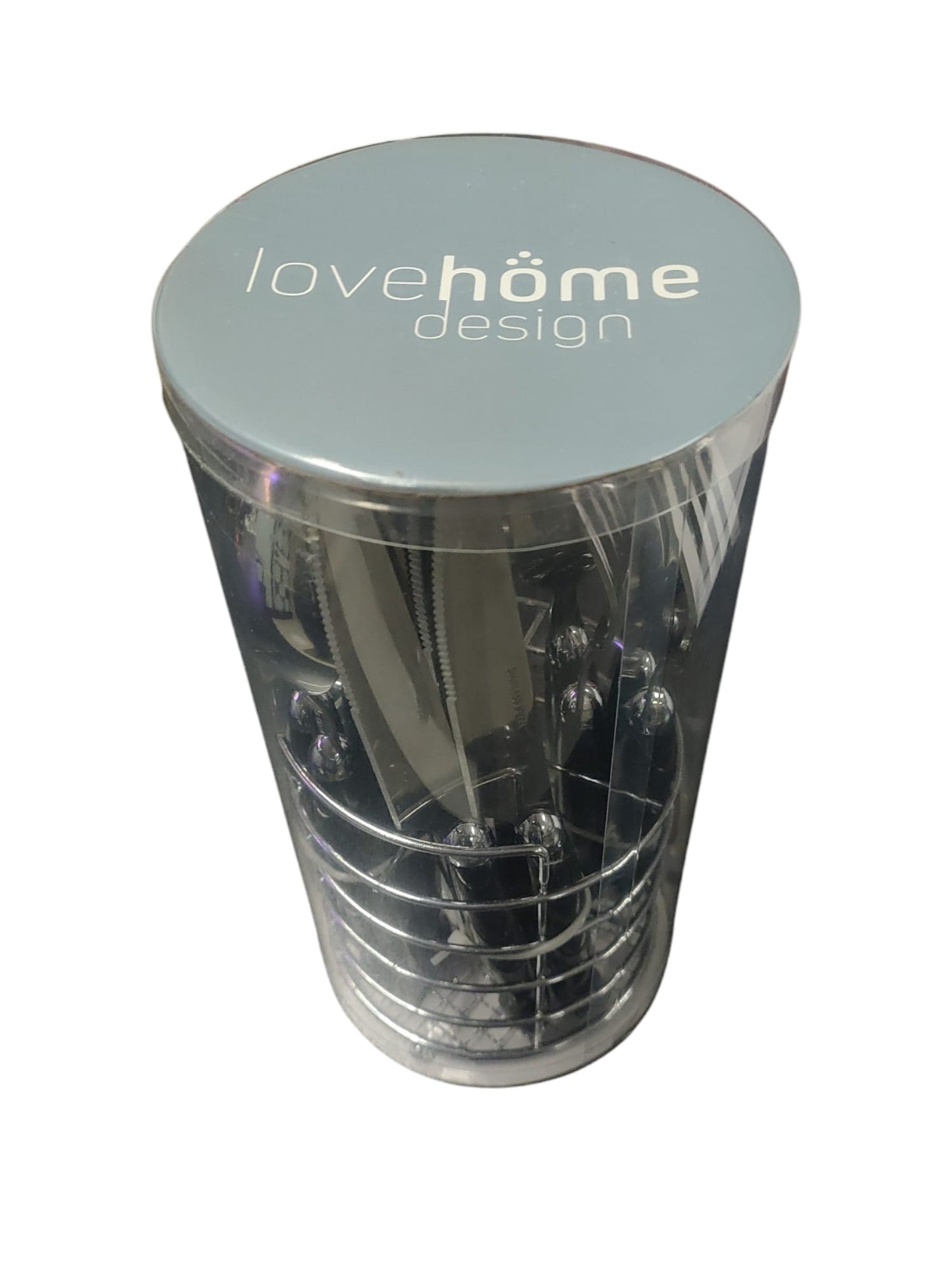 Lovehome Set di 16 posate con apposito portaposate rotondo