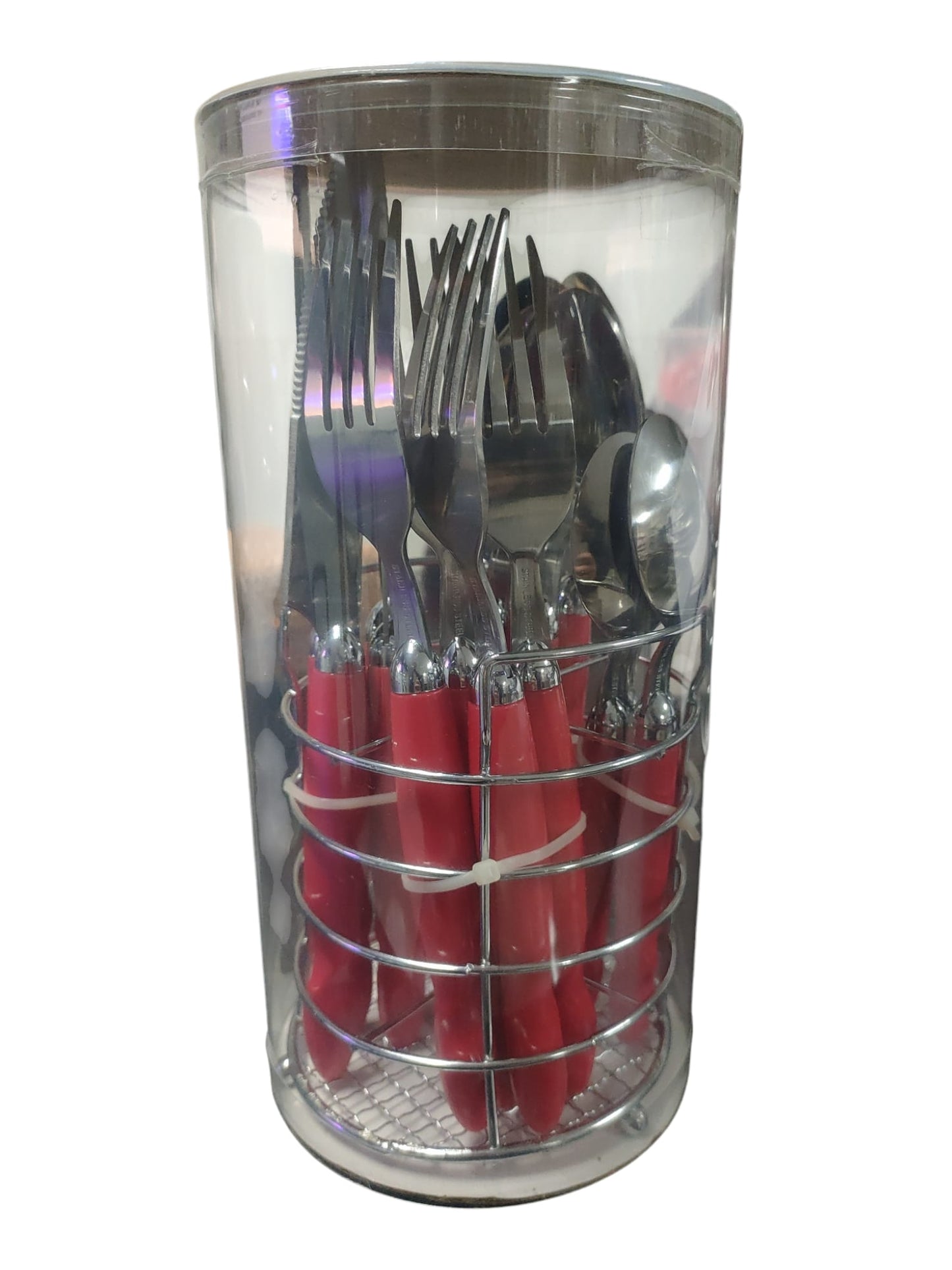 Lovehome Set di 16 posate con apposito portaposate rotondo