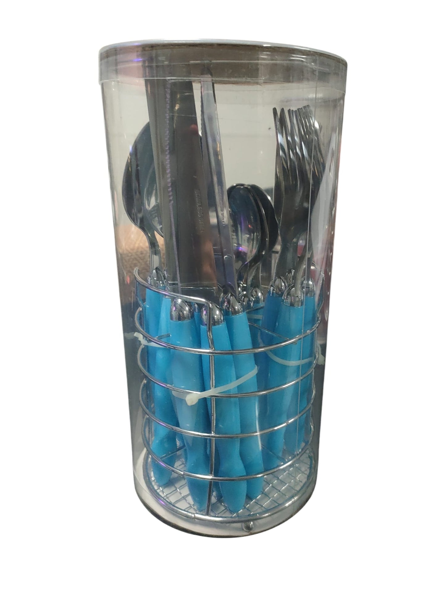 Lovehome Set di 16 posate con apposito portaposate rotondo