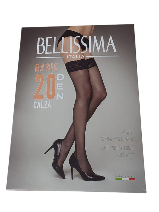 Bellissima Calza Velata con Balza in Pizzo Siliconata 20 Den basic