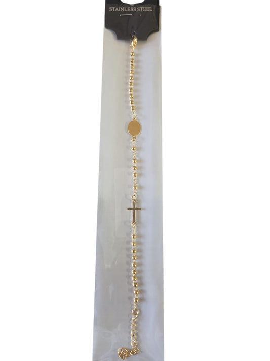 Bracciale "Colore" oro e colore argento con croce religiosa