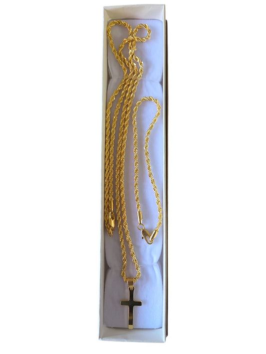 Collana con Croce e bracciale in Acciaio generico